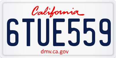 CA license plate 6TUE559