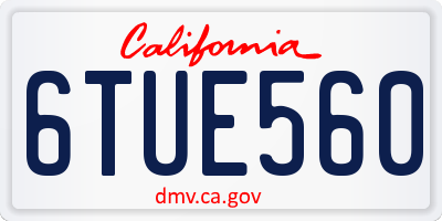 CA license plate 6TUE560