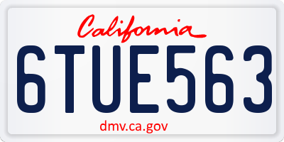 CA license plate 6TUE563