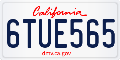 CA license plate 6TUE565