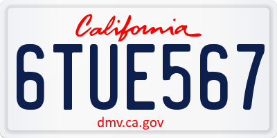 CA license plate 6TUE567