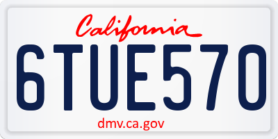 CA license plate 6TUE570