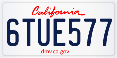 CA license plate 6TUE577