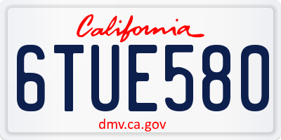 CA license plate 6TUE580