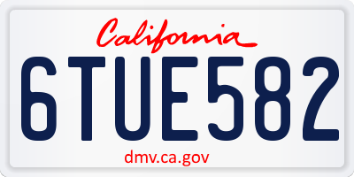CA license plate 6TUE582