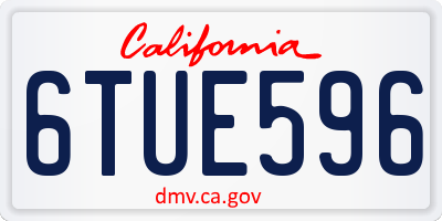 CA license plate 6TUE596