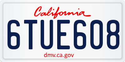 CA license plate 6TUE608