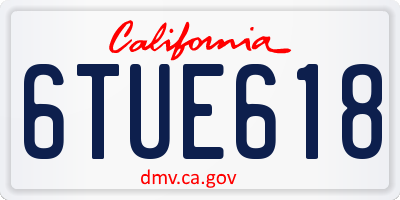 CA license plate 6TUE618
