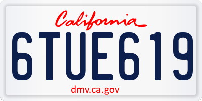 CA license plate 6TUE619