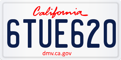 CA license plate 6TUE620