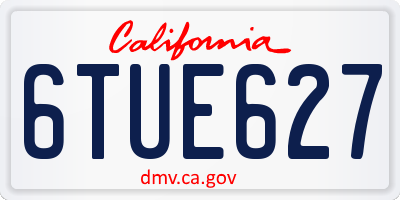 CA license plate 6TUE627