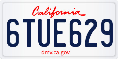 CA license plate 6TUE629