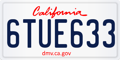 CA license plate 6TUE633