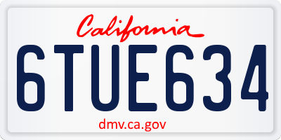 CA license plate 6TUE634