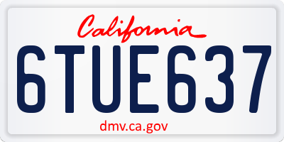 CA license plate 6TUE637