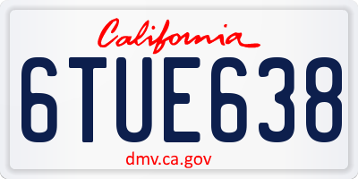 CA license plate 6TUE638