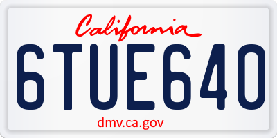 CA license plate 6TUE640