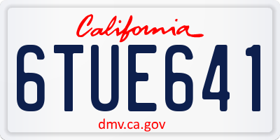CA license plate 6TUE641