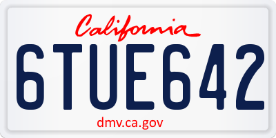 CA license plate 6TUE642
