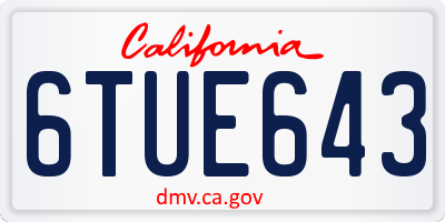 CA license plate 6TUE643