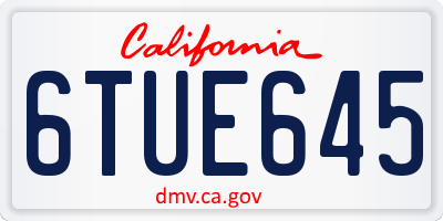 CA license plate 6TUE645