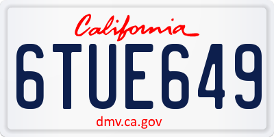 CA license plate 6TUE649