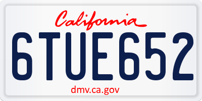 CA license plate 6TUE652