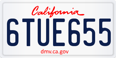 CA license plate 6TUE655