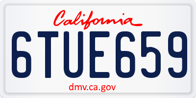 CA license plate 6TUE659