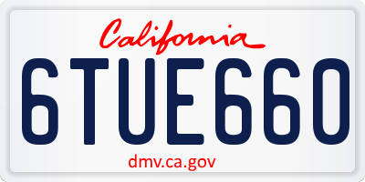 CA license plate 6TUE660