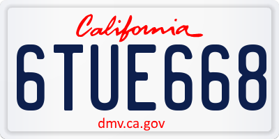 CA license plate 6TUE668