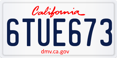 CA license plate 6TUE673