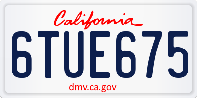 CA license plate 6TUE675