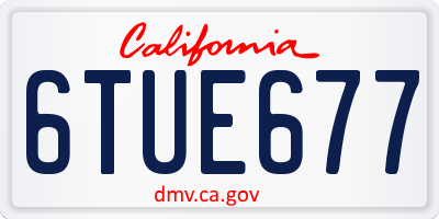 CA license plate 6TUE677