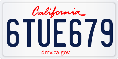 CA license plate 6TUE679
