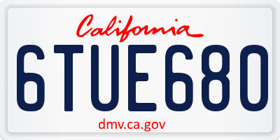 CA license plate 6TUE680