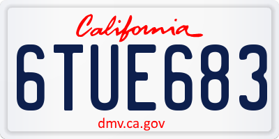 CA license plate 6TUE683