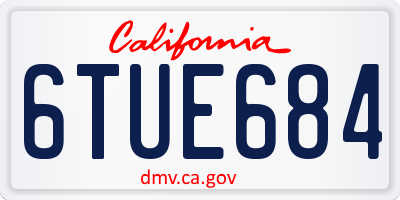 CA license plate 6TUE684
