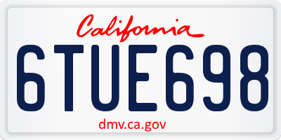 CA license plate 6TUE698