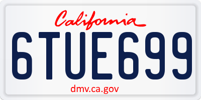 CA license plate 6TUE699