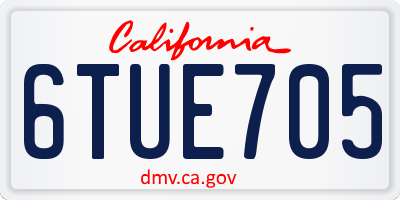 CA license plate 6TUE705