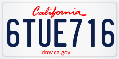 CA license plate 6TUE716