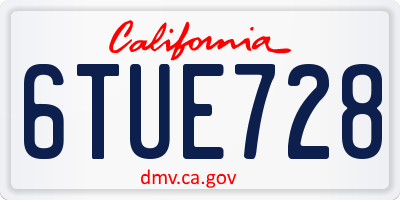 CA license plate 6TUE728