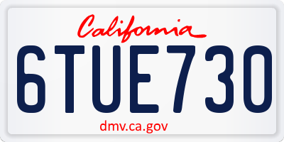 CA license plate 6TUE730