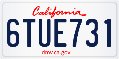 CA license plate 6TUE731
