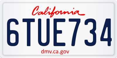 CA license plate 6TUE734