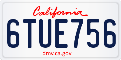 CA license plate 6TUE756