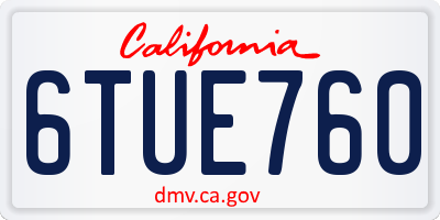 CA license plate 6TUE760