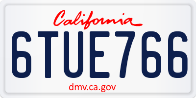 CA license plate 6TUE766
