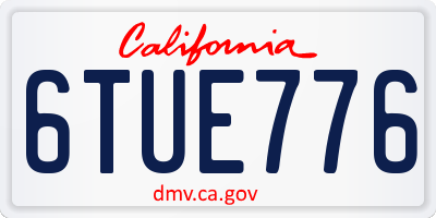 CA license plate 6TUE776